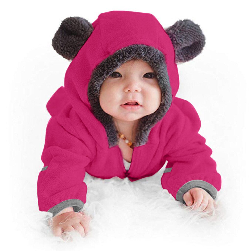 Baby Jumpsuit Romper Baby Baby Meisjes Jongens Solid Cartoon Fleece Oren Hoodie Romper Kleding Jumpsuit