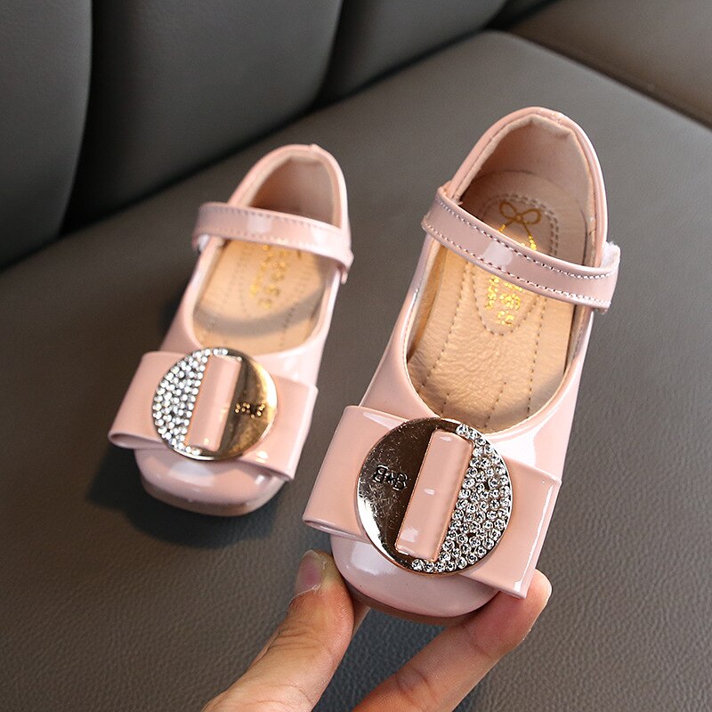 AFDSWG spring and fall kids leather shoes pink girls princess shoes Black children's dance shoes wine red little girl shoes: pink / 10