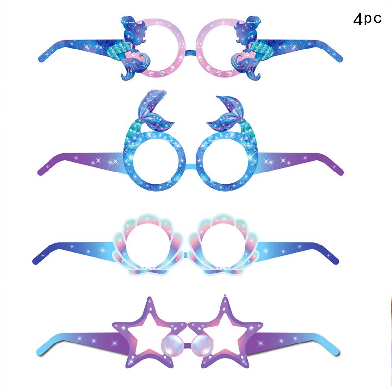 Masque thème sirène pour anniversaire, 4 pièces, sous la mer, coquille de sirène, océan, décor de fête d'anniversaire pour enfants: Default Title