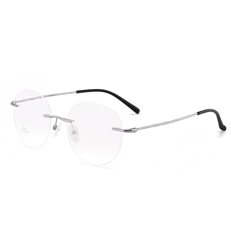 Titanium legering kantløse briller ramme mænd ultralette runde briller nærsynethed receptpligtige rammer til kvinder optisk øjenglas: Sølv