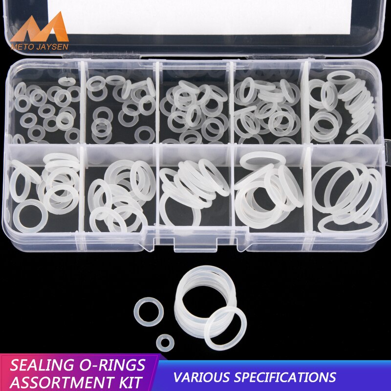 Silicone VMQ Blanc Joints toriques OD 6mm-20mm CS 1.5mm 1.9mm Durable JOINTS TORIQUES Assortiment Kit 10 Tailles 150 Pièces/ensemble BG037