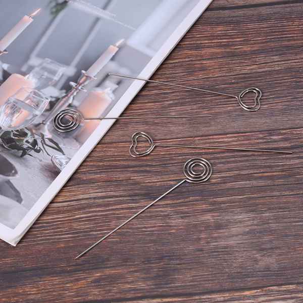 60 sztuk metalowych drutów klips robić notatek uwaga etui na karty numer stołu klip zdjęcie stojak na tort weselny wystrój, okrągłe i serce