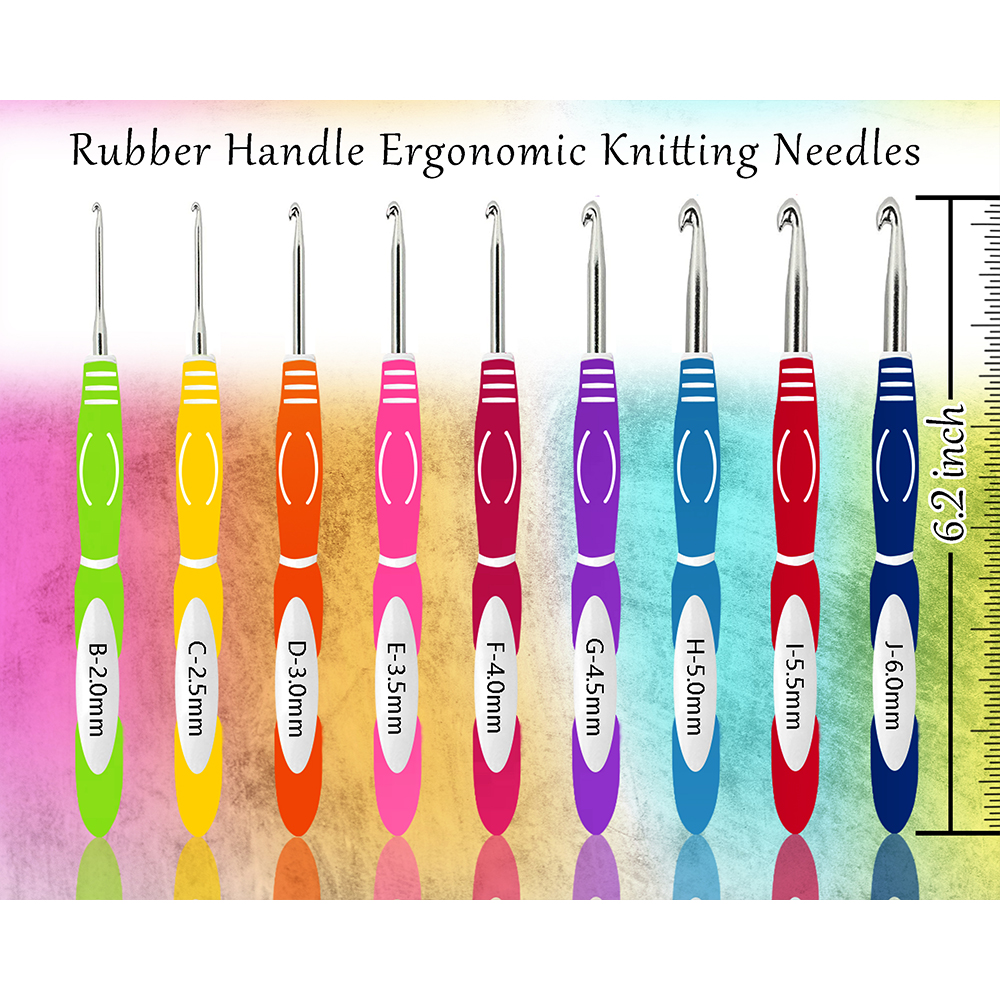Crochet Hooks Set with Case Sewing Knitting Needles Weave Yarn Kits DIY Hand Knitting Art Tools for Crochet Lovers Beginners