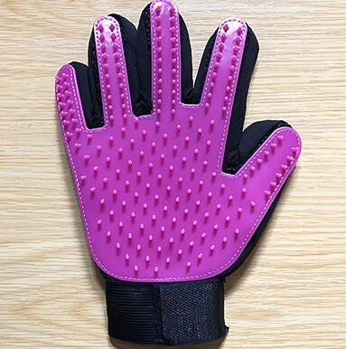 Pet Handschuh Katze Pflege Handschuh Katze Haar Deshedding Pinsel Handschuhe Hund Kamm Katzen Bad Sauber Massage Haar Entferner Bürste für pet Tier: Purple right glove
