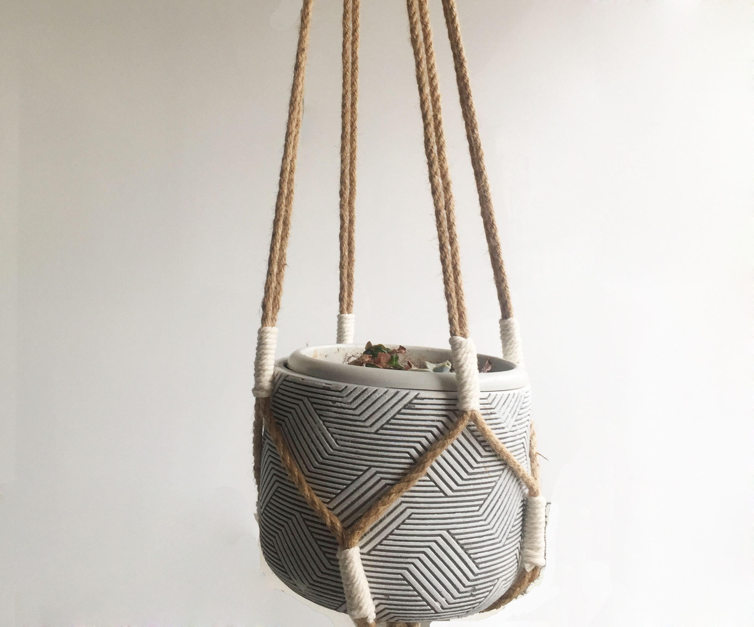 Macrame plantehenger for hage lin plante henger håndlaget hage plante henger lin henger