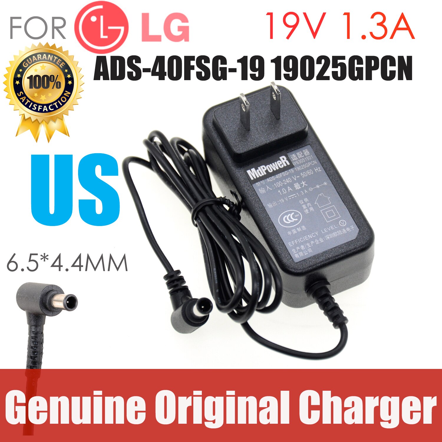 Originele Voor Lg 19V 1.3A ADS-40FSG-19 Us Plug Ac Adapter Voeding Lader Snoer