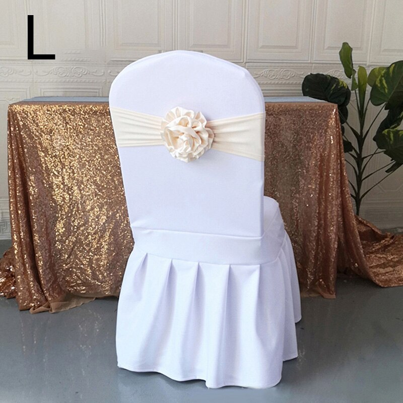 Elastische Polyester Stoel Band Bow Sash Stretch Stoel Sjerp Band Met Grote Bloem Voor Banket Hotel Bruiloft Verjaardag Party Decoratio: L