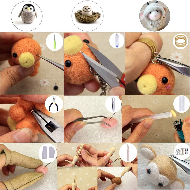 Nonvor Diy Naaldvilten Kit 40 Kleuren Wol Vilten Fiber Materialen Wolvilt Gereedschap Voor Gevilt Dier Maken Voor Beginners