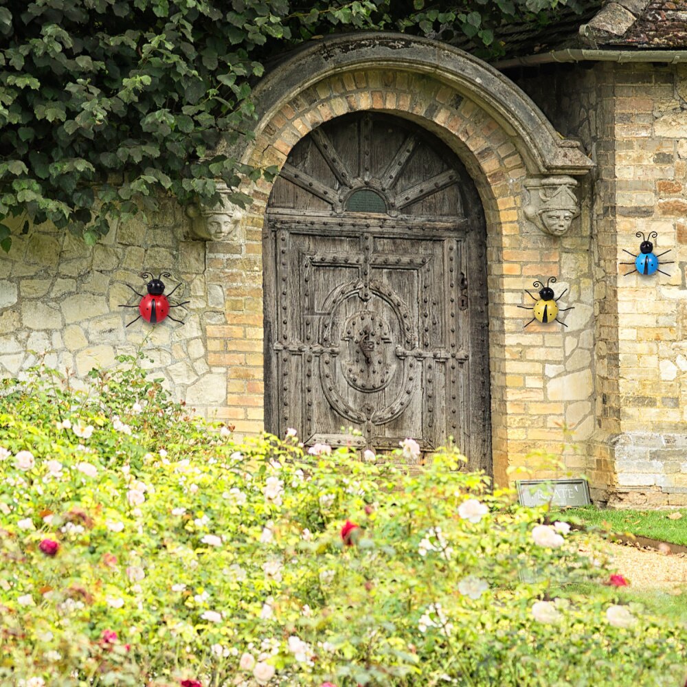 3PCS Insect Ladybugs Wall Decor Metal Iron Ornament Wall Art for Home Garden: Default Title