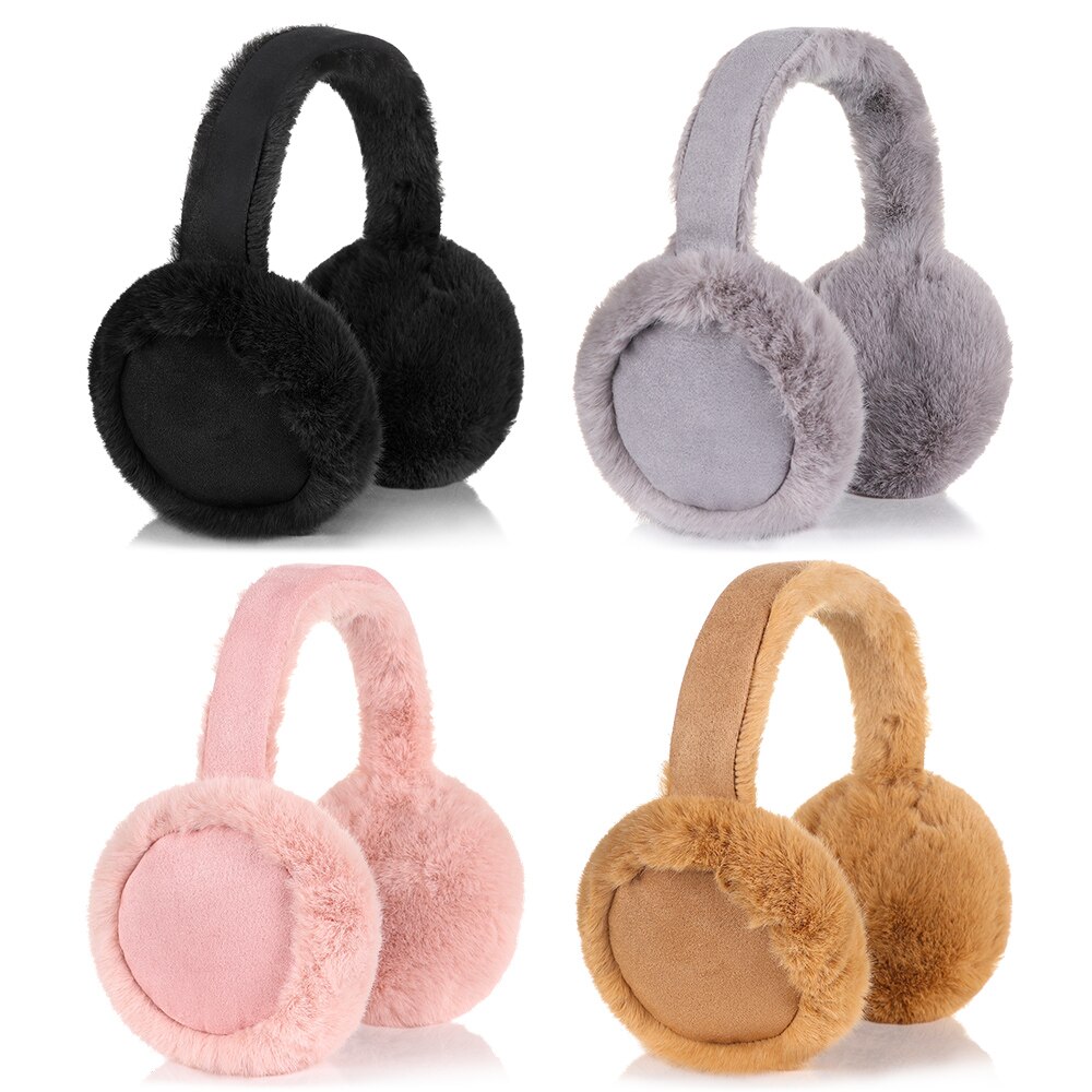 Damskie zimowe ciepłe futerkowe nauszniki jednokolorowe miękki pluszowy nauszniki ochraniacze uszu odkryty wiatroszczelny utrzymuj uszy ciepłe