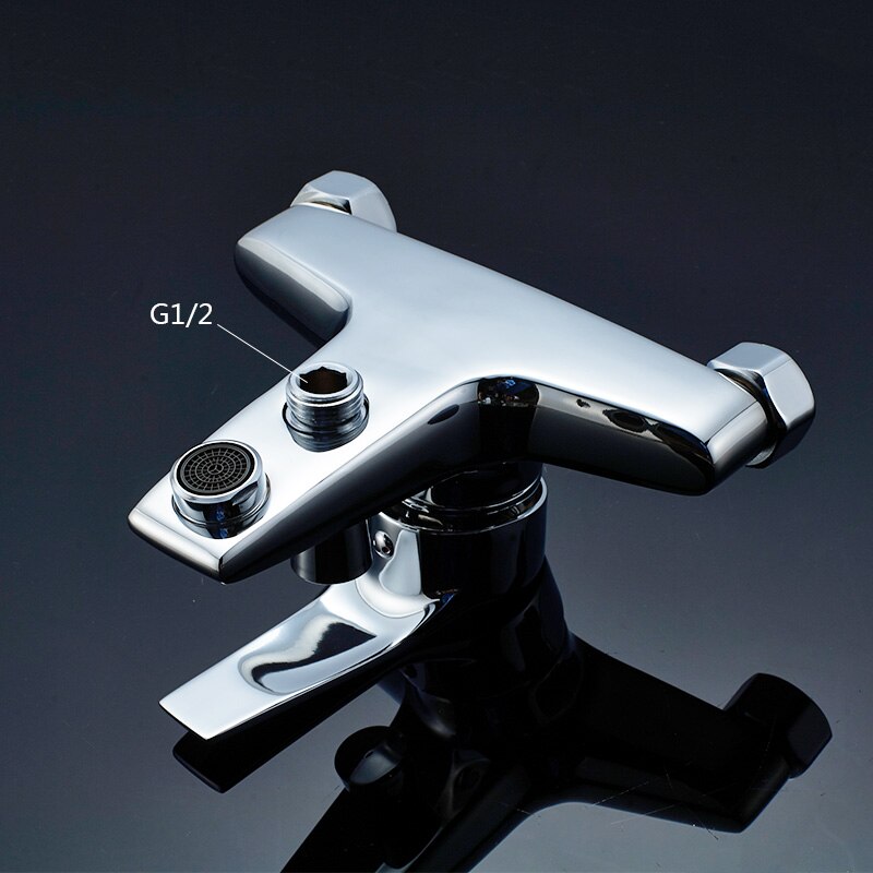 ROVATE Bathtub Faucet Brass 2-Function Outlet Wall Mounted Bath Shower Faucets Mixer Tap Chrome Finished