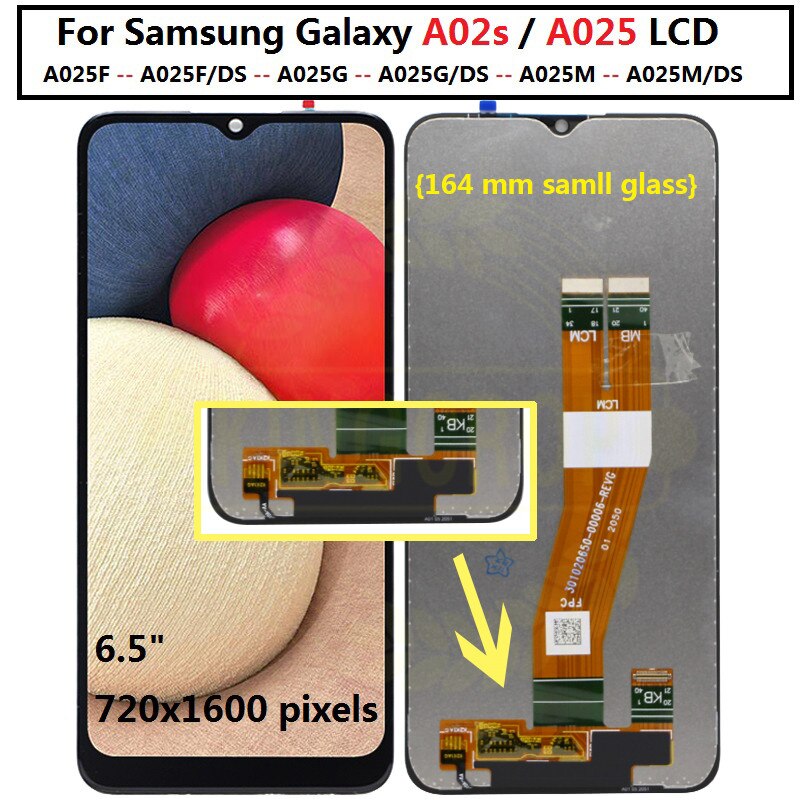 Pantalla LCD con marco para móvil, digitalizador de pantalla táctil para Samsung Galaxy A02s A025M A025F/DS A025G/DS A025G