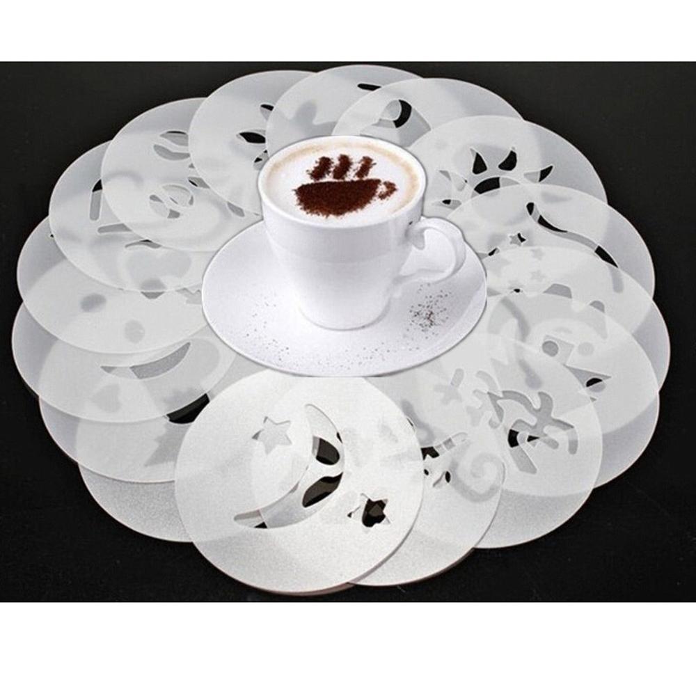 16 stuks van professionele art hollow koffie reliëf sterven sjabloon vorm cappuccino patroon genieten van koffie #3J10