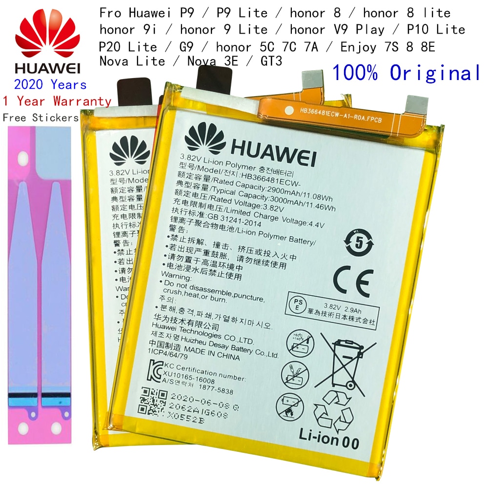 Hua Wei Sostituzione Della Batteria Del Telefono per Huawei P9 P10 Lite Honor 8 9 Lite 9i 5C 7C 7A Godere di 7S 8 8E Nova Lite 3E GT3 HB366481ECW