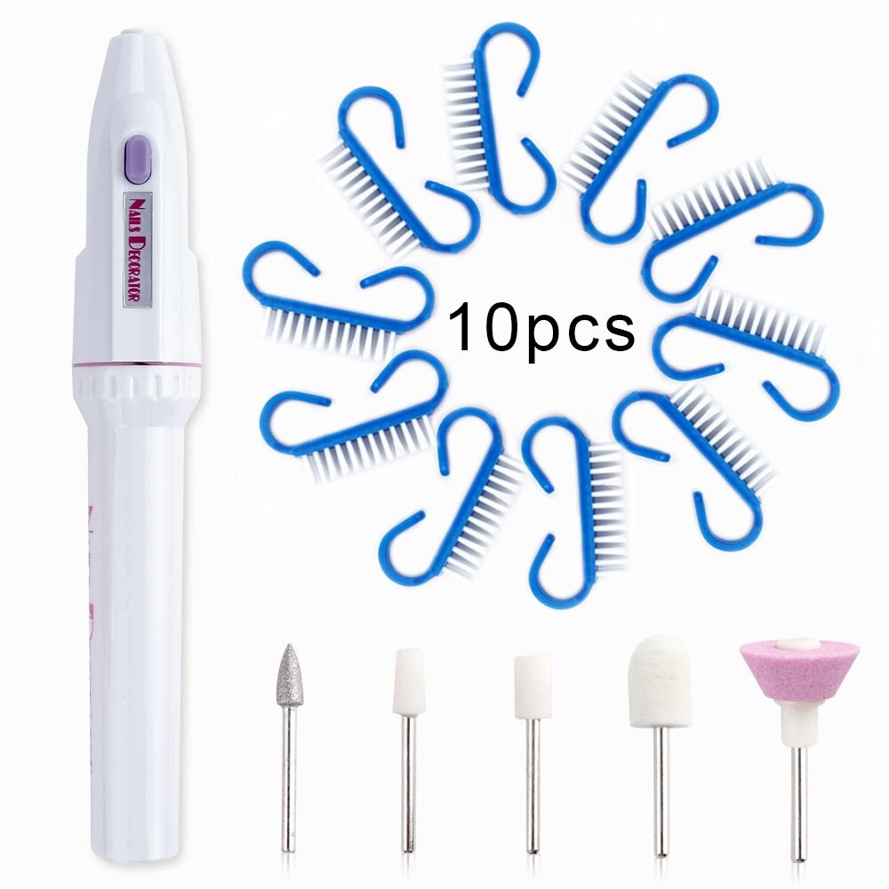 Elektrische Nail Boor Machine Draagbare Nagel Boren Manicure Pedicure Apparatuur Nail Borstel Stof Borstel Polijsten Gereedschap: set 2