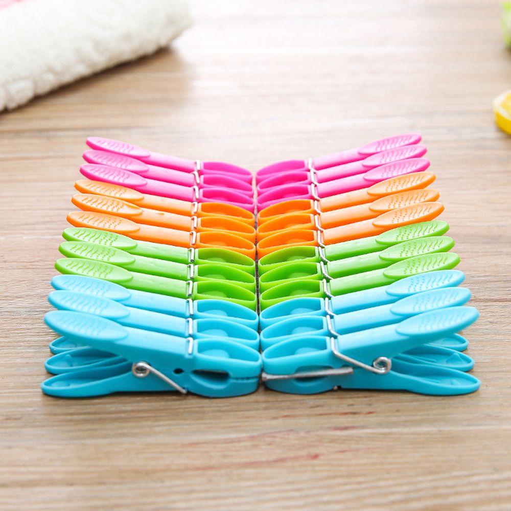 Pinzas de plástico para colgar ropa, ganchos de almacenamiento para el hogar, 24 piezas