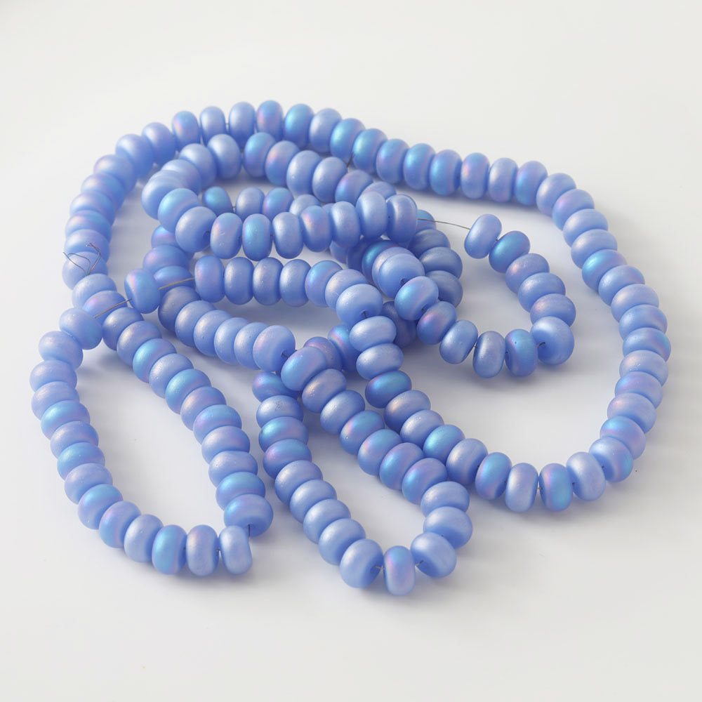 82 stk matterede flade perler skinnende glasperler til smykkefremstilling armbånd DIY perle halskæde 8mm: Lyserød