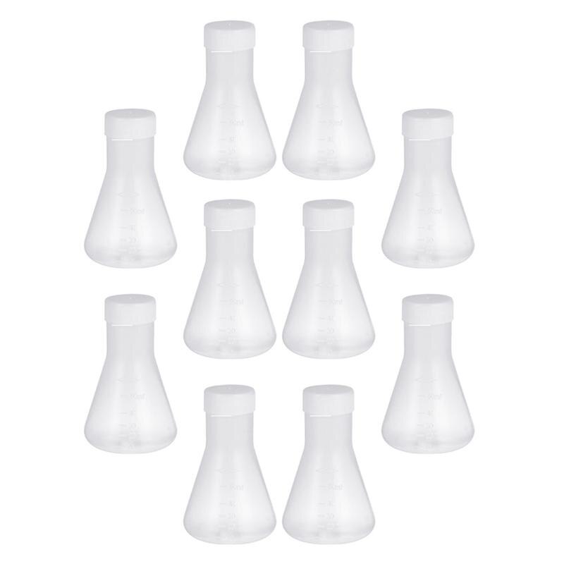 10pcs Durable Practical Portable Erlenmeyer Flask Conical Flask for School Indoor Laboratory