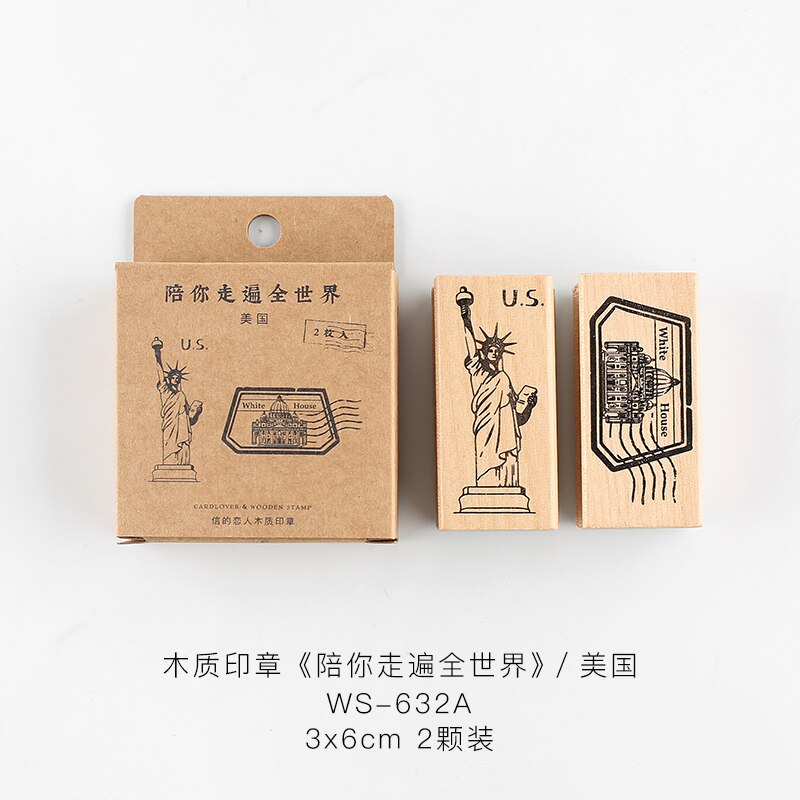 Tampons de voyage Vintage, tampons de voyage dans le monde, tampons en caoutchouc, tampons en bois, tampons standard, pour papeterie scrapbooking, DIY bricolage, 2 pièces/ensemble: 4
