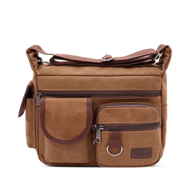 Canvas Messenger Bag Vintage Waterbestendig Waxed Crossbody Tassen Aktetas Gewatteerde Schoudertas: Bruin