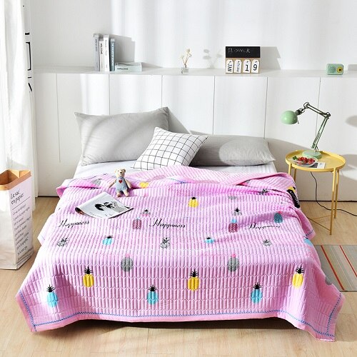 Met de hand gestikte multifunctionele quilt of deken decoratie slaapkamer voor thuis om een goed leven te brengen: Koning / Roze