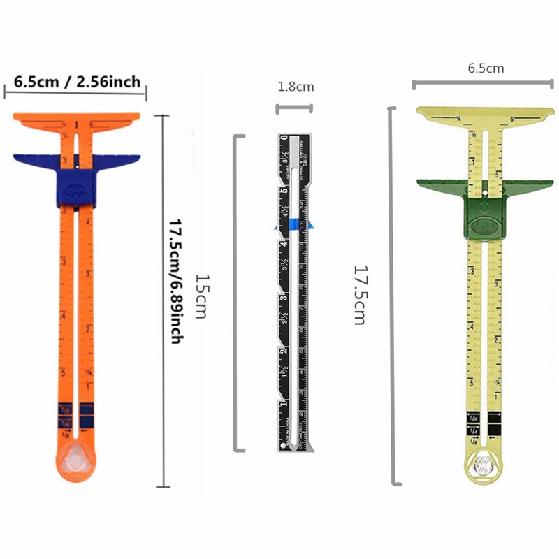 2Pcs Sewing Measuring Ruler Patchwork Tailor Ruler Tool Accessories Household Aluminum Plastic Sliding Gauge 5BB5940