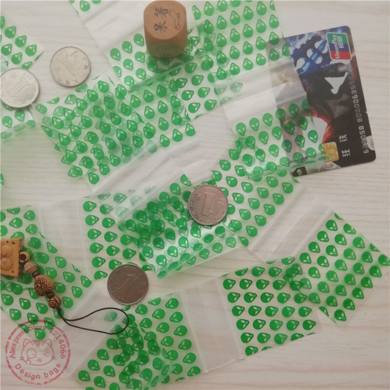 Groene alien mini zakjes ziplock zakjes 2 "  x 2 " plastic 50-100 stuks sieraden zip clips sluitzakje