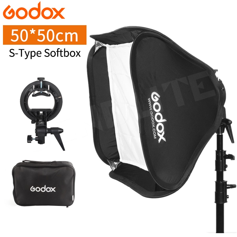 Godox 50*50cm Softbox 20*20 inch Diffuser Reflector + S-type Bracket Houder voor Studio foto Speedlite Flash Light