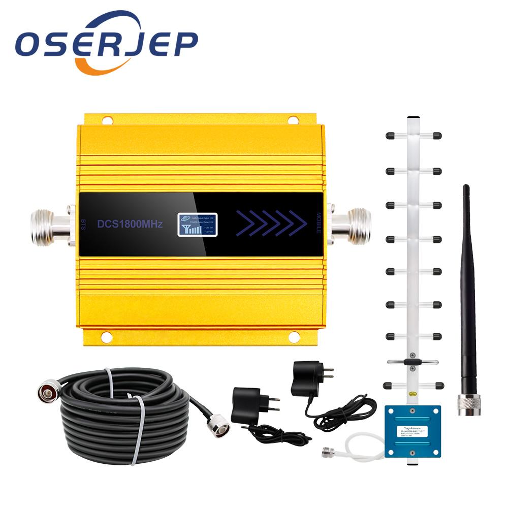 GSM 2g 4g (Band3) LTE Mobile Phone Signal Amplifier+5dBi Omni Indoor Antenna/13dBi Yagi Outdoor Antenna/50-5 10M Cable.: Golden amplifier