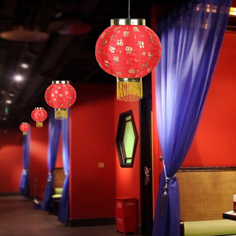 Linternas chinas a prueba de agua, lámpara colgante de tela de estilo chino tradicional de 10 pulgadas, con borlas, decoración para Festival