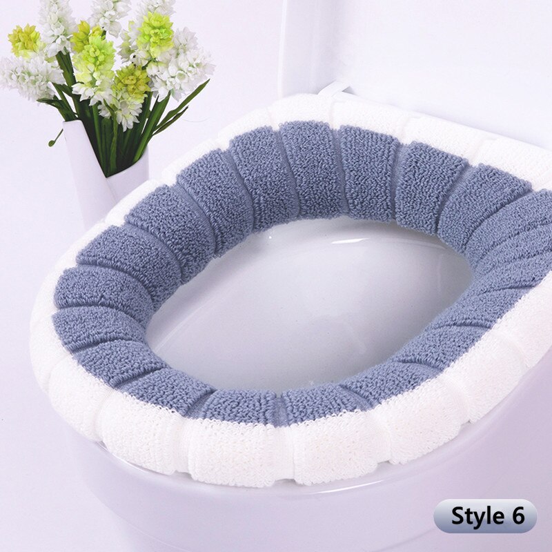 Universal Warm Toilet Seat Cover Pads Washable Cushion Mat Bathroom Accessories for Home Decor: Style 6