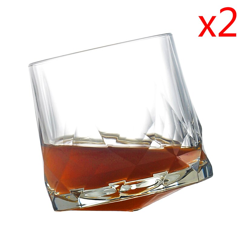 hav merke whisky tumbler glass diamant prismatisk slipt tykk tung xo whisky stein kopp ølglass spinnende vinglass: 2 stk