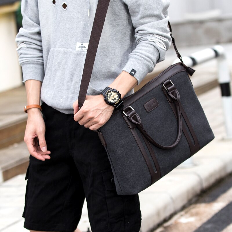 Moyyi Multifunctionele Canvas Mannen Tas Mode Schoudertas Voor Mannen Business Casual Crossbody Messenger Bag Aktetas Reistassen
