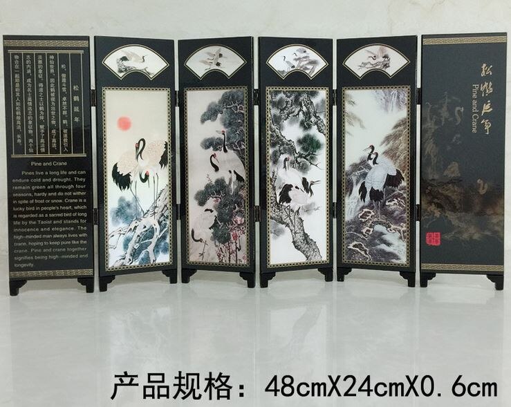 Songhe Yannian antique lacquer small screen decoration wooden handicraft furniture decoration