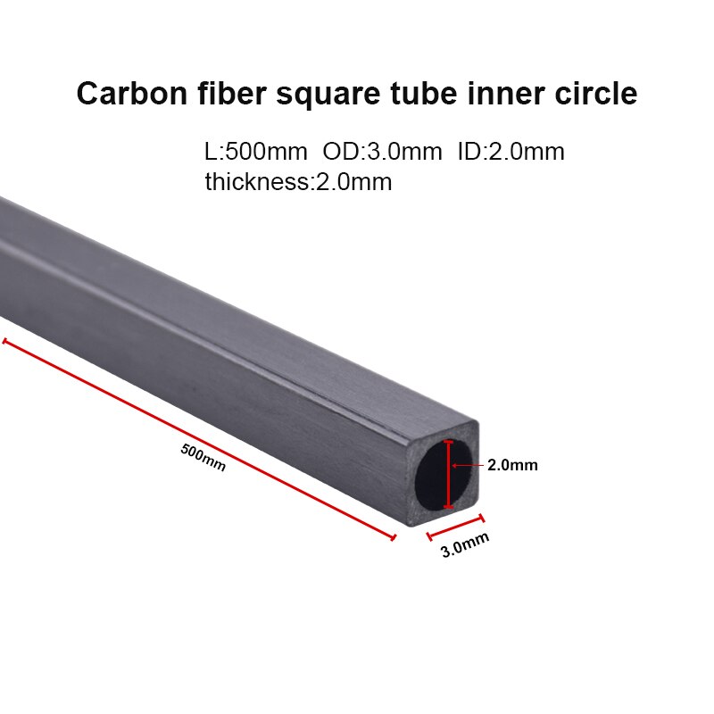 Carbon Fiber Square Tube 3mm 4mm 5mm 6mm 10mm 500mm 4pcs: 3x3x2x500