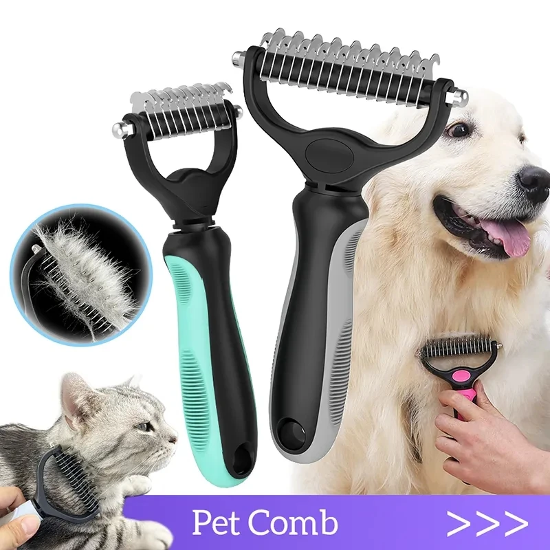 Kat Ontharing Kam Hond Ontharing Borstel Roestvrij Staal Dubbelzijdig Huisdier Verzorgingsborstel Verwijderen Klitten Kat Accessoires