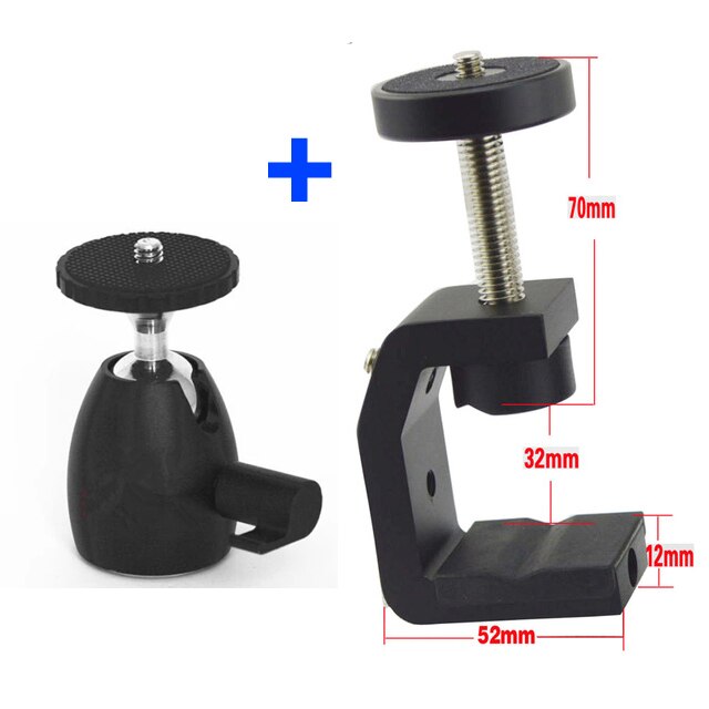 Outdoor Multifunction C Clip Tripod Ball Head Base Fixture Clamp For Cellphone Digital Camera Sports Camera: Gray