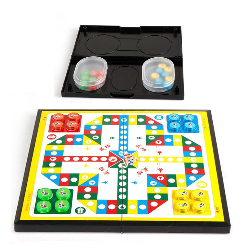Mini Magnetic Foldable Flying Chess Ludo Portable Camping Travel Board Game Set 203E