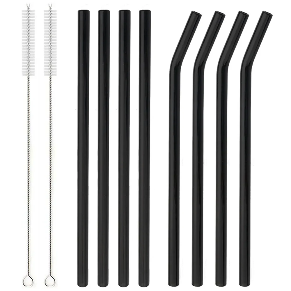 8 szt. Słomka robić picia wielokrotnego użytku kolorowe szklane słomki ekologiczne słomka ze szkła borokrzemowego o wysokiej zawartości szklana rurka impreza bar naczynia robić napojów: Jasny