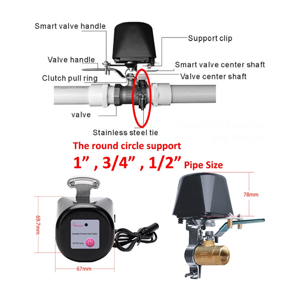 Motorized Ball Valve Watering Timer WiFi Electric Water Shutoff Controller Robot Auto Tuya Smart Alexa Google Valve Control