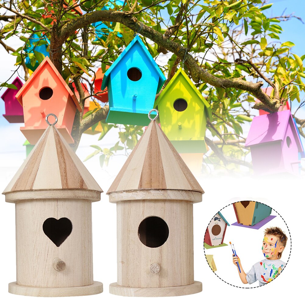 DIY Bird House Bird Nest Outdoor Hanging Bird House Children Graffiti Home Decoration Gardening Decoration