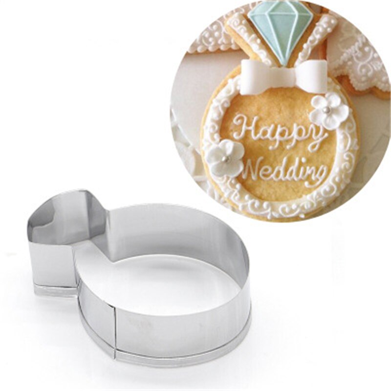 Kerst Diamant Ring Cookie Cutter Rvs Cut Snoep Biscuit Mold Koken Gereedschap Bruiloft Thema Metalen Cutters Mould