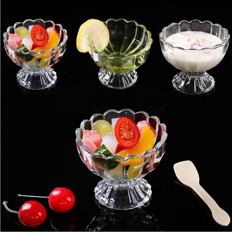 De vidrio sin plomo transparente postre de ensalada de vidrio de té de la leche batido copa de bebida tazón de helado taza para helado taza de agua de vidrio