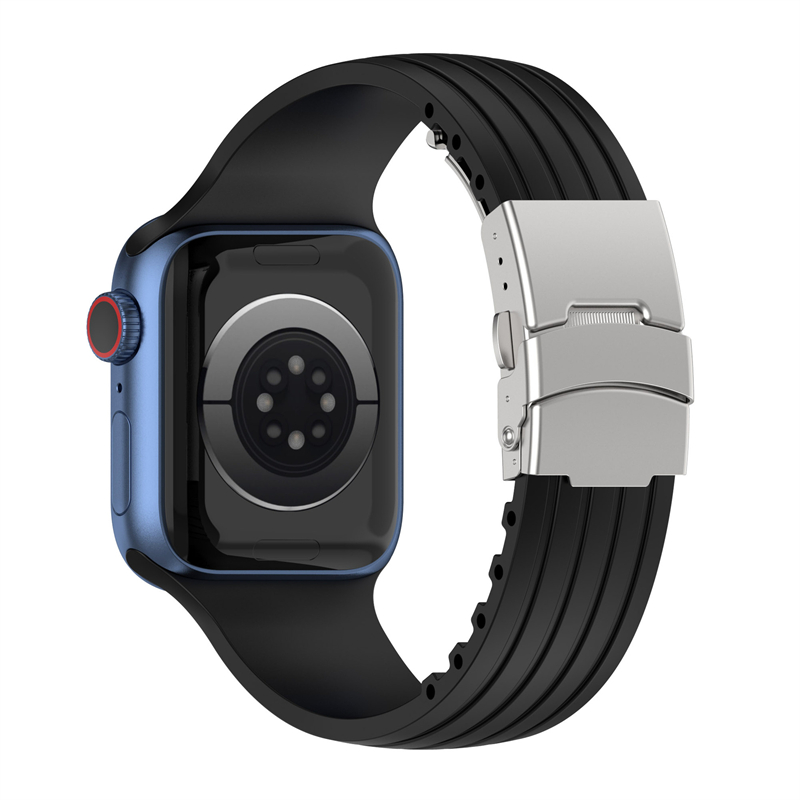 Correa de silicona para Apple Watch Ultra 2, 49mm, 46mm, 44mm, 45mm, 40mm, 38mm, 41mm, 42mm, pulsera deportiva para iWatch Series 10 9 8 7 6