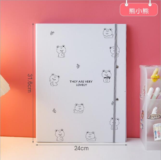 A4 Double Clip Folder Student Information Folder Writing Examination Speech Draft Folder School Supplies Office Stationery: bear