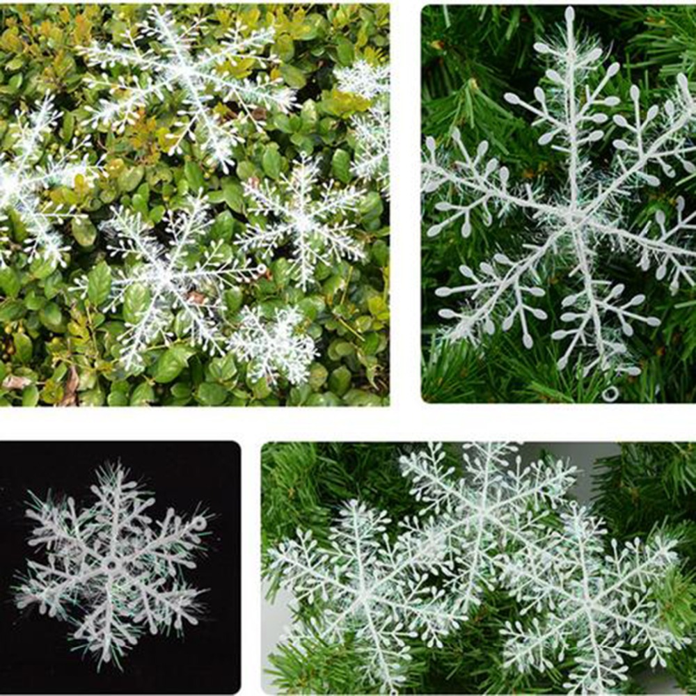 30pcs 8cm Kerst Ornament Witte Sneeuwvlokken Plastic Sneeuwvlok Boom Venster Kerst Decoraties Voor Thuis DIY