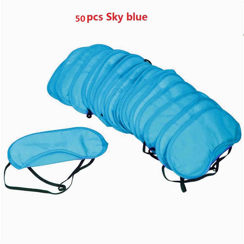 50 Teile/los Reisen Schlafen Augen Maske Schwarz Schatten Augenbinde Augenklappe Nacht Wirtschafts freies: Sky blue 50pcs