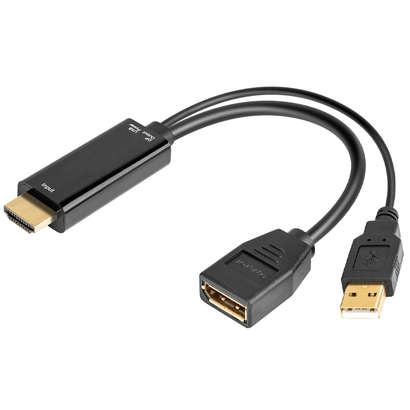 HDMI Male Extensions 3840X2160 UHD 4K to Display Port Female Adapter Cable USB 2.0 Power Connector for PC DP: Default Title