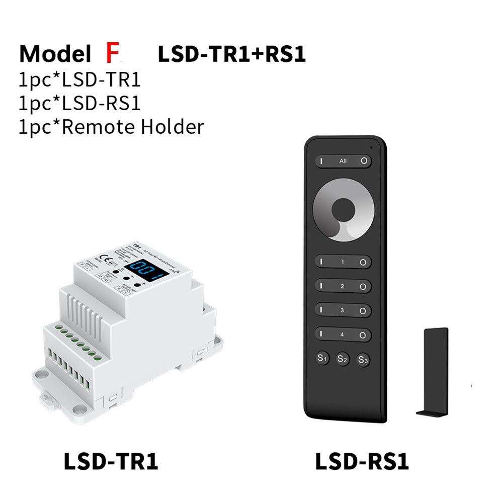 Dimmer LED 220V 230V 110V AC Triac Wireless Wifi RF Dimmable Push Switch with 2.4G Remote Dimmer Switch DIN Rail LED Lamp Bulb: Model F