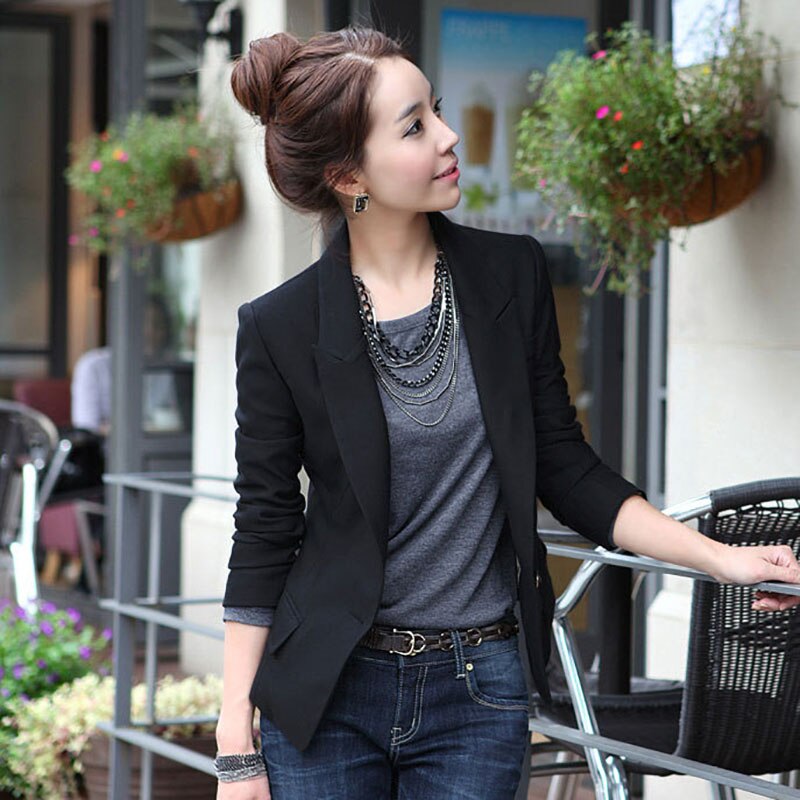 Blazer Women Classic Black Jackets Suit Slim Office Ladies Blazers Company Uniform Single Button Women Jacket